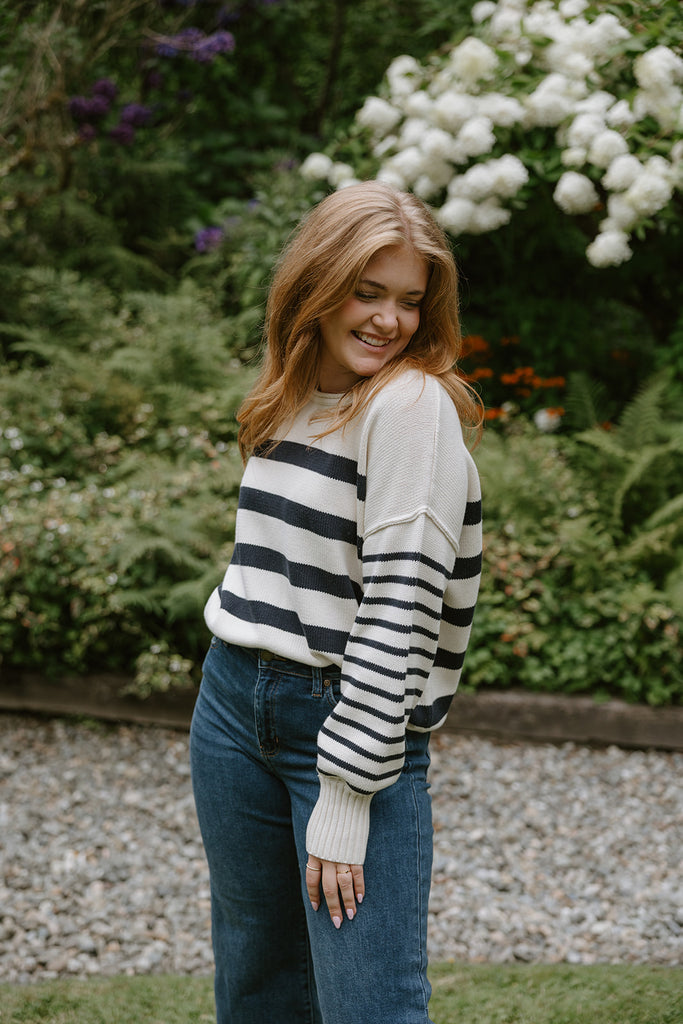 Striped Navy & Cream Sweater