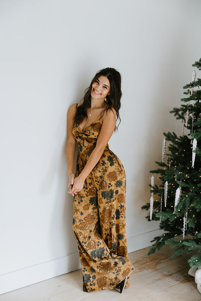 Floral Jumpsuit - Golden