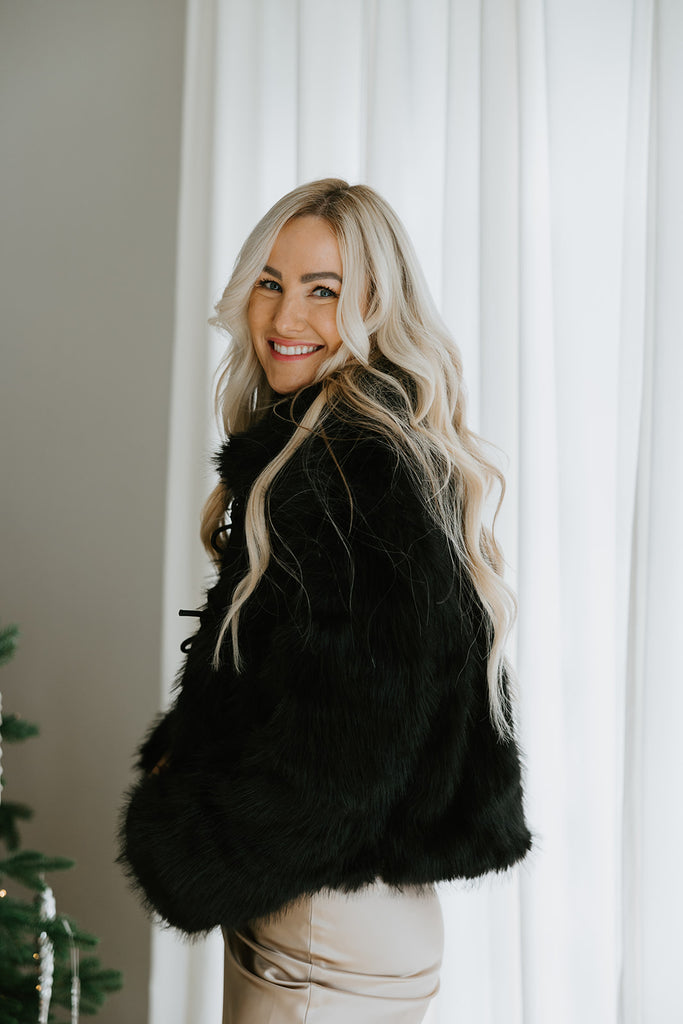 Faux Fur Jacket - Black