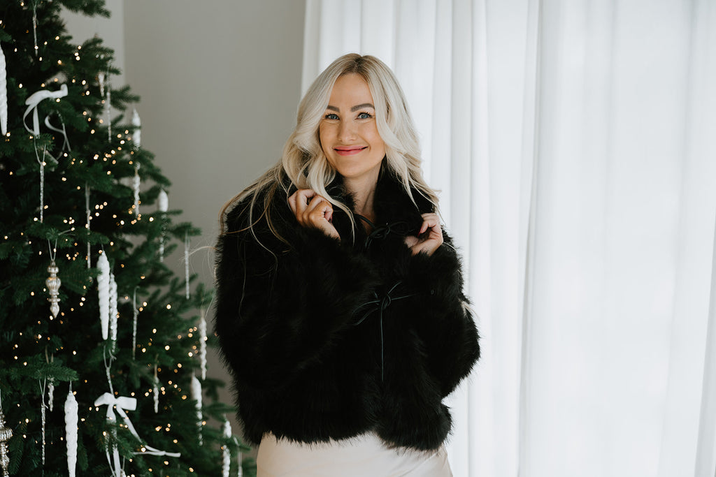 Faux Fur Jacket - Black