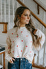 Heart Embroidered Sweater - Cream/Red