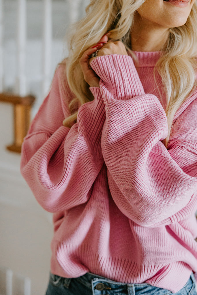 Classic Exposed Seam Sweater - Pink