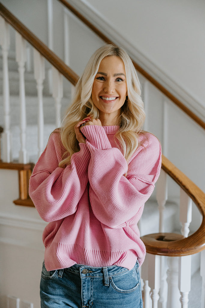 Classic Exposed Seam Sweater - Pink