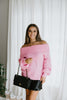 Off Shoulder Holiday Sweater - Pink