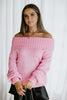 Off Shoulder Holiday Sweater - Pink