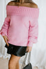 Off Shoulder Holiday Sweater - Pink