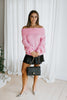 Off Shoulder Holiday Sweater - Pink