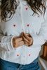 Lightweight Button Up Cardigan - White/Red