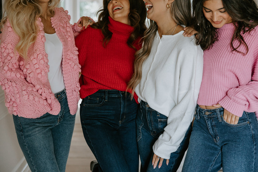 Heart Pom Pom Heart Cardigan - Pink