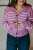 Purple & Cream Striped Cardigan