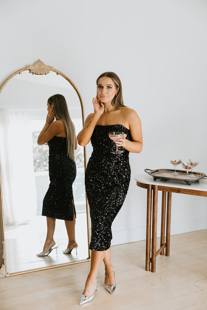 Sequin Cocktail Dress - Black