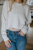 Ribbed Knit Cropped Sweater - Cream