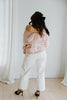 VNeck Sweater With Back Chiffon Tie - Pink