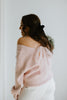 VNeck Sweater With Back Chiffon Tie - Pink