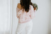 VNeck Sweater With Back Chiffon Tie - Pink