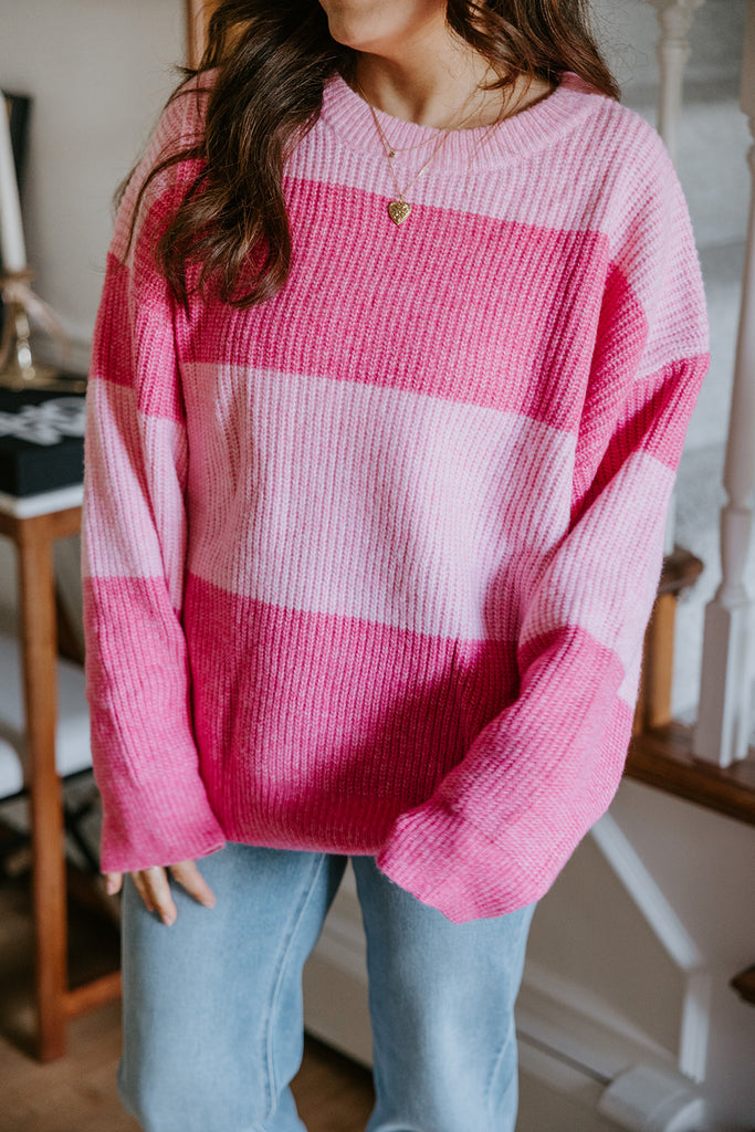 Colour Striped Sweater - Pink