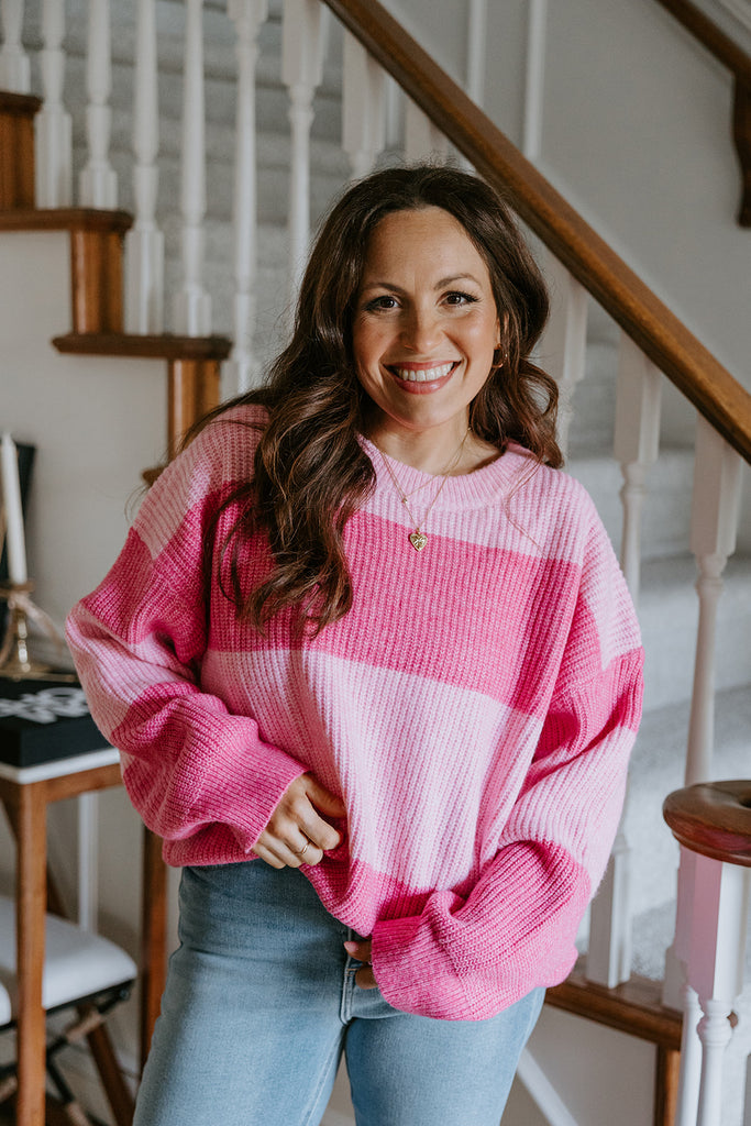 Colour Striped Sweater - Pink