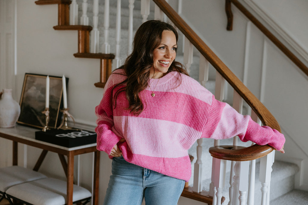 Colour Striped Sweater - Pink