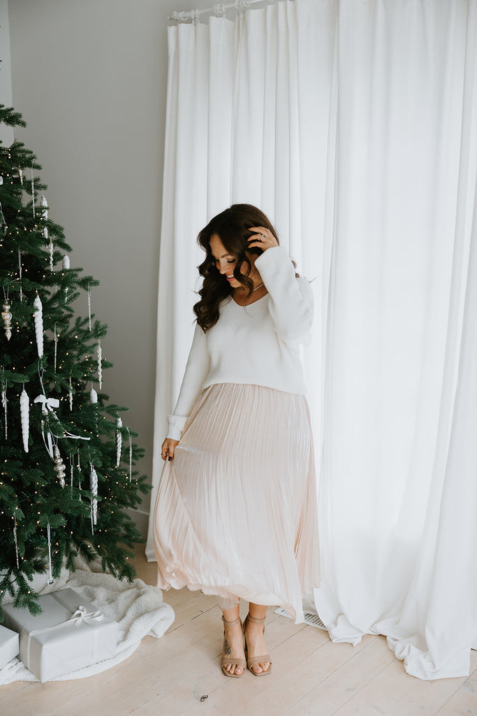 Pleated Maxi Skirt - Champagne