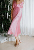 Satin Midi Skirt With Elastic - Pink