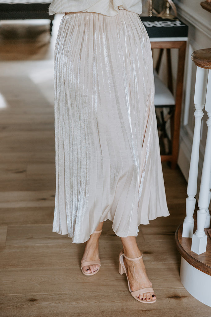 Pleated Maxi Skirt - Champagne