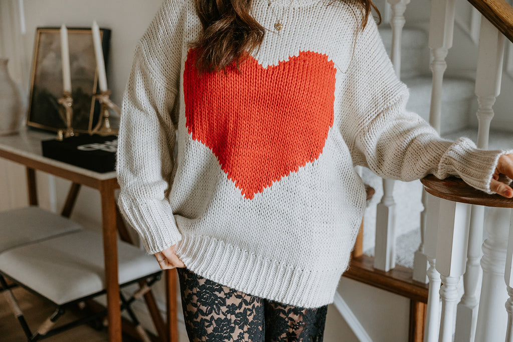 Knit Oversized Heart Sweater