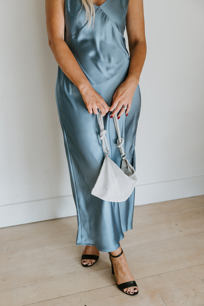 Slinky Slip Dress - Grey Blue