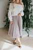 Silver Pleated Midi Skirt