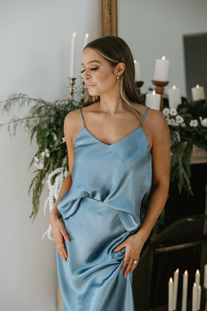 Satin Cami - Grey Blue