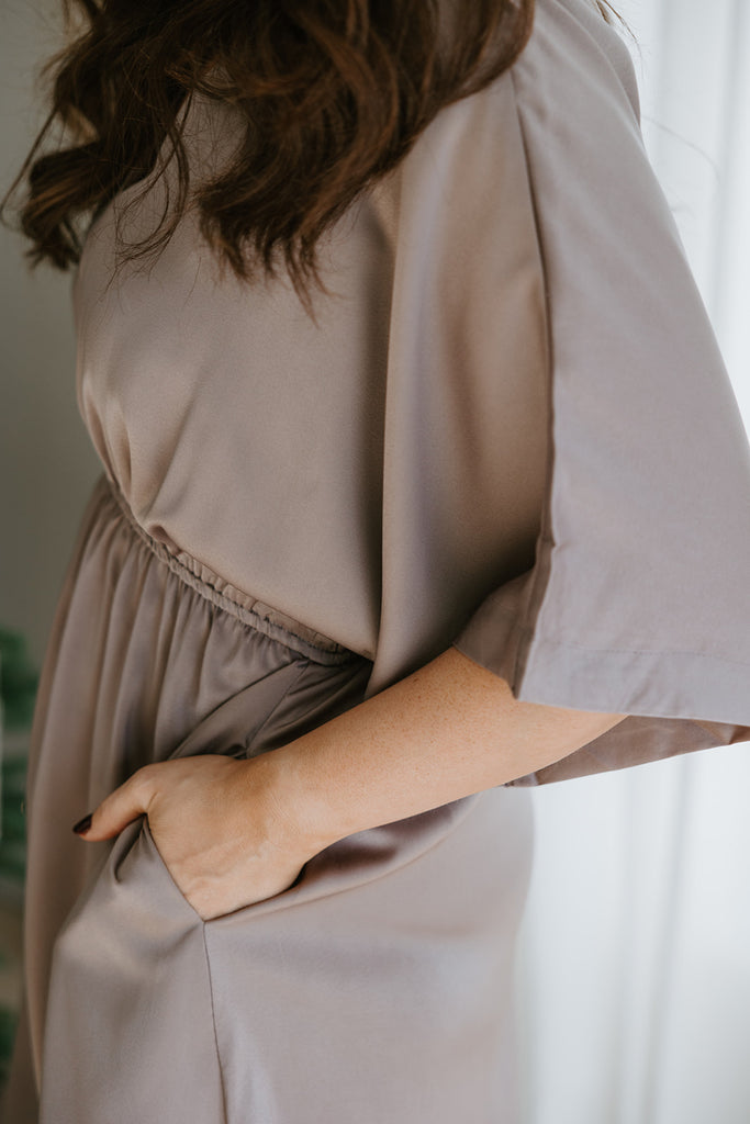 Flutter Sleeve Dress - Pewter