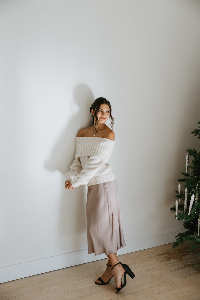 Satin Slip Skirt - Mocha