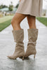 Slouch Kitten Heel Boot - Clay