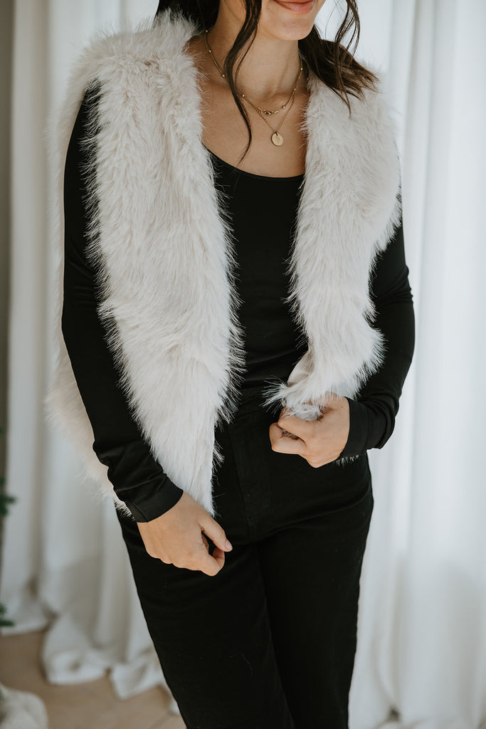 Faux Fur Vest - Ecru