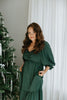 3/4 Sleeve Tiered Midi Dress - Green