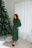 3/4 Sleeve Tiered Midi Dress - Green