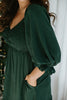 3/4 Sleeve Tiered Midi Dress - Green