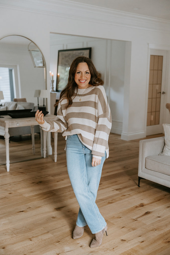 Striped Taupe/Cream Sweater