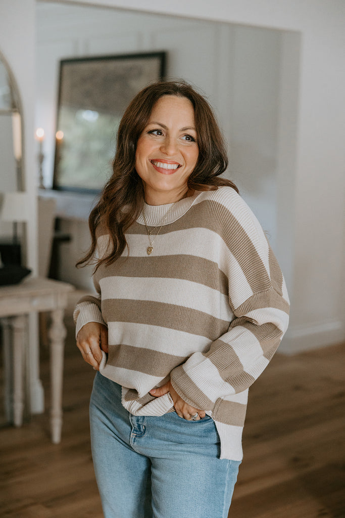 Striped Taupe/Cream Sweater