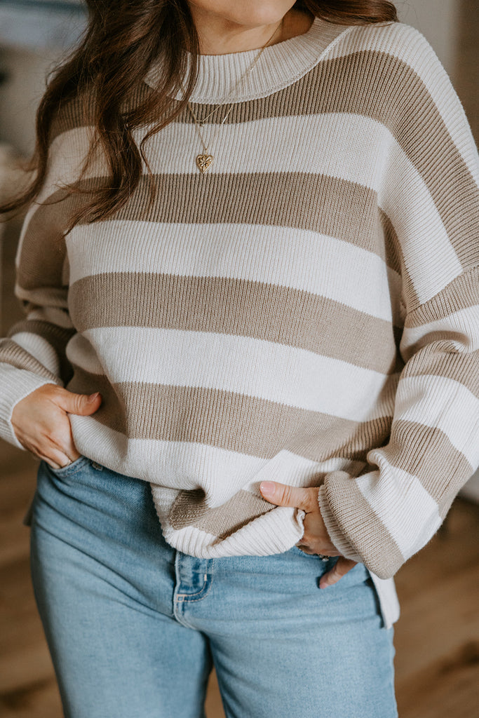 Striped Taupe/Cream Sweater