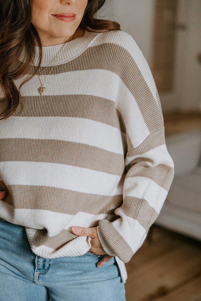 Striped Taupe/Cream Sweater