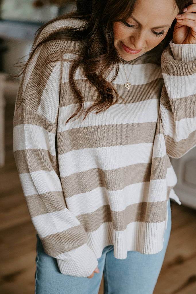 Striped Taupe/Cream Sweater