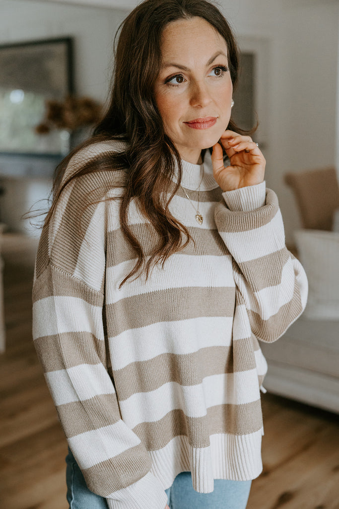 Striped Taupe/Cream Sweater