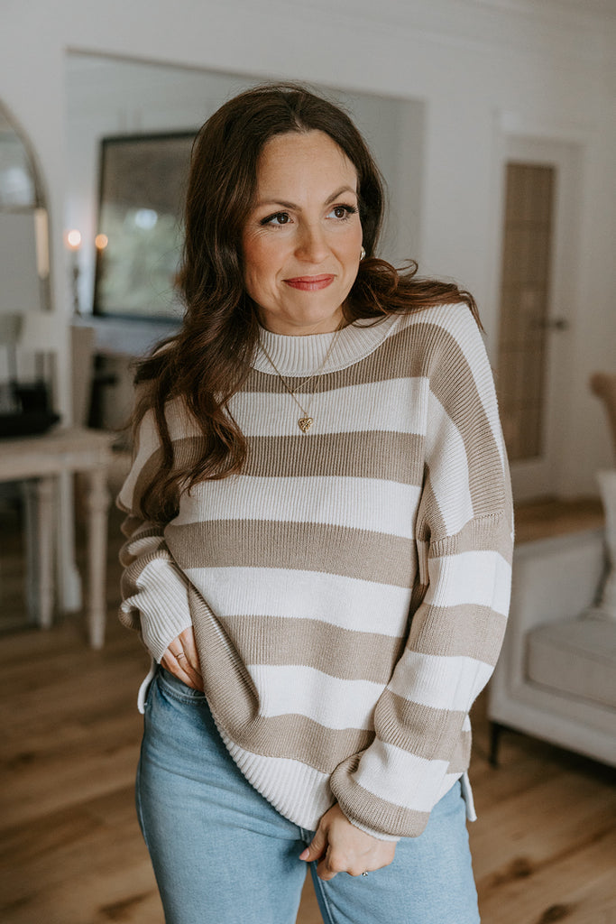 Striped Taupe/Cream Sweater