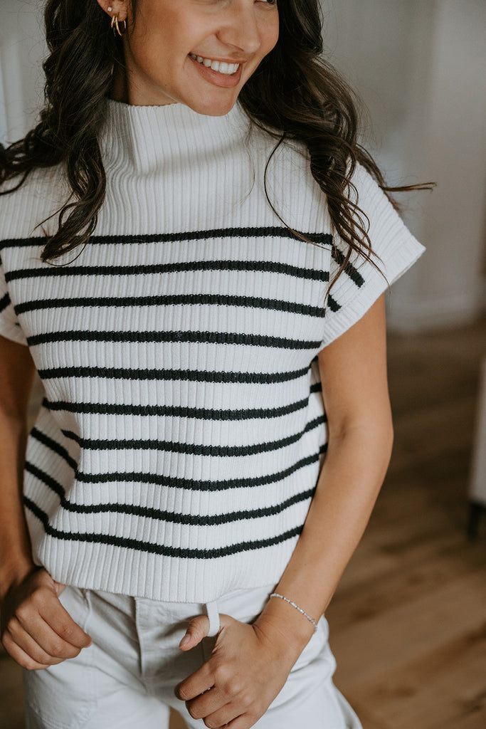 Striped Sweater Top - White/Black