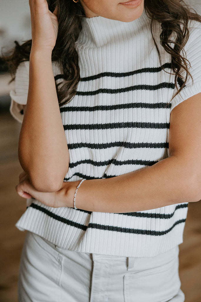 Striped Sweater Top - White/Black