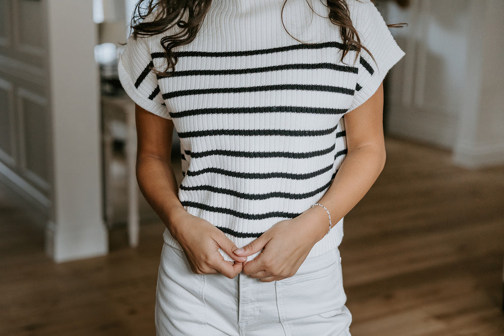 Striped Sweater Top - White/Black