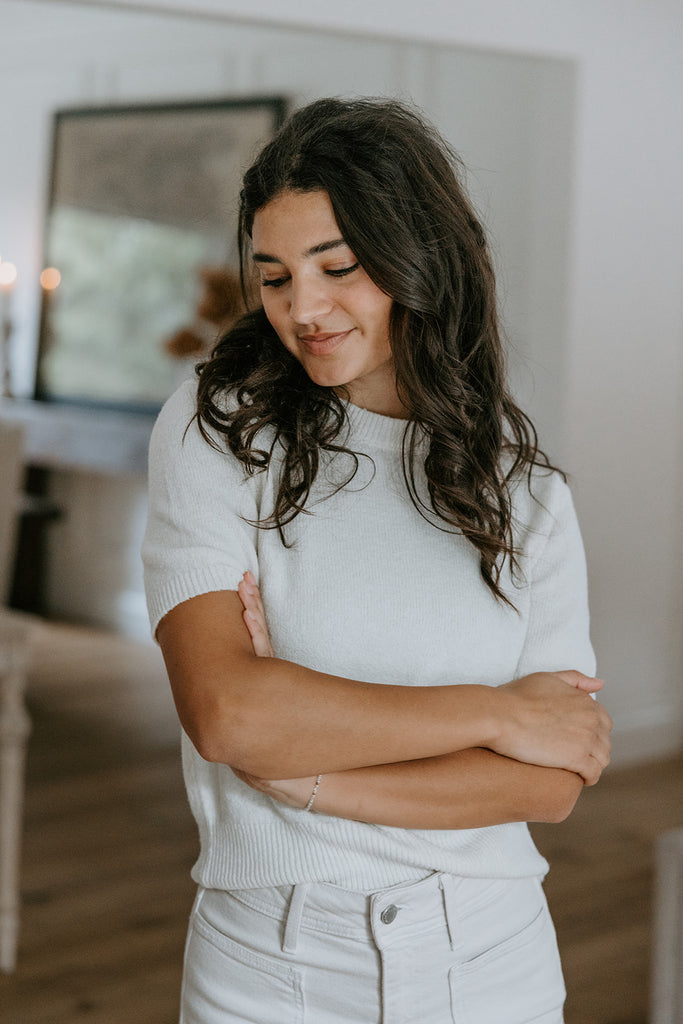 Short Sleeve Classic Knit - Cream