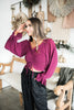 Off Shoulder Smocked Top- Eggplant